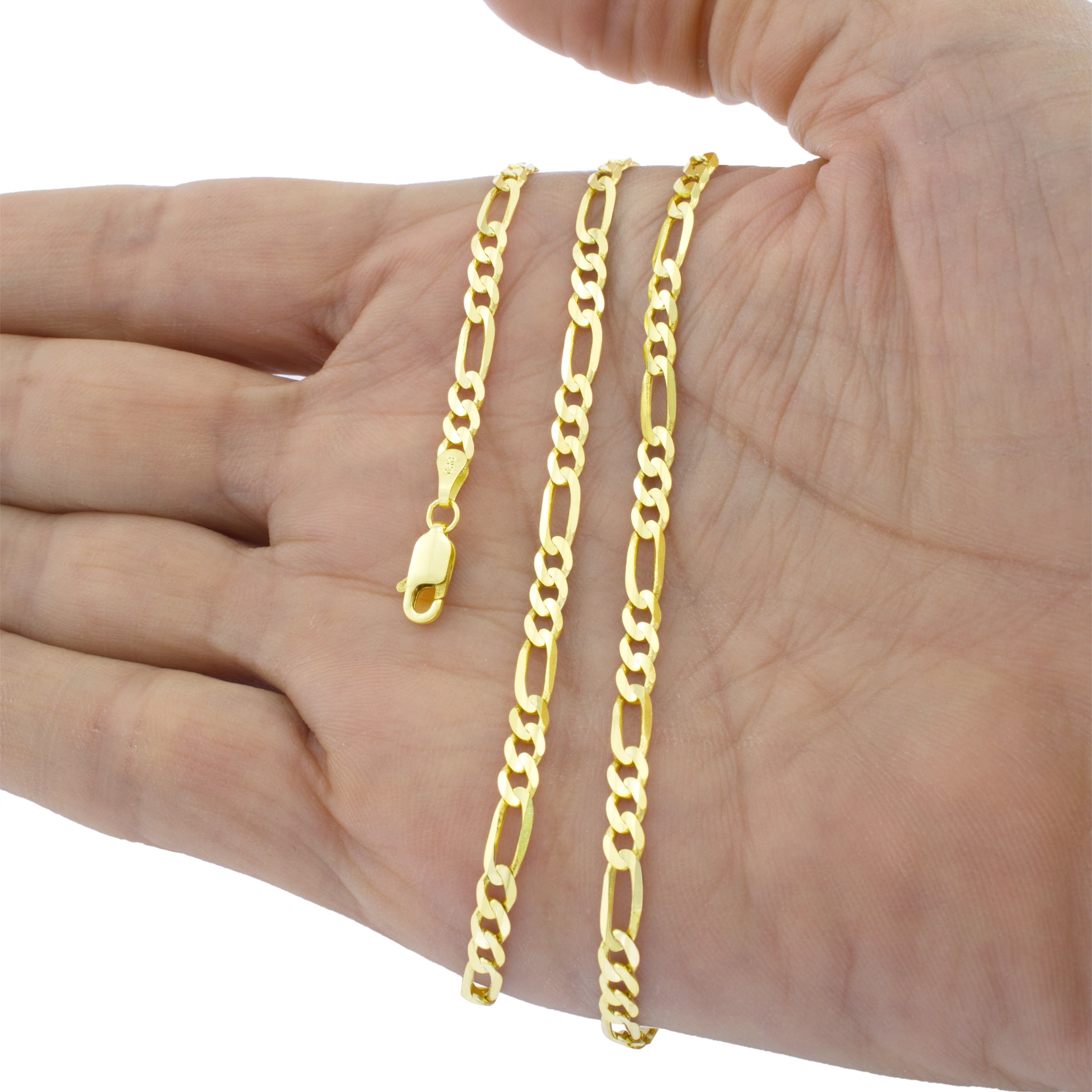 Nuragold 14k Real Yellow Gold Figaro Link 4.5mm Chain Bracelet (7"-9") Italian Jewelry for Men & Women