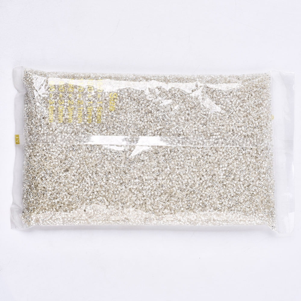 1bag Glass Seed Beads Fit for Machine Eembroidery Silver Lined Round Silver 2.5x1.5mm Hole: 1mm about 20000pcs/bag