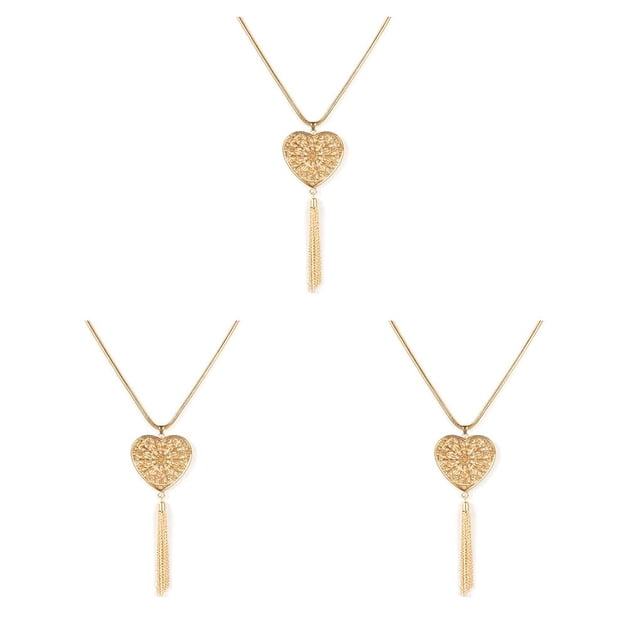 Minnieouse Collar de mujer Collares de borlas exquisitos para decoración diaria Dorado, Corazón Type1 NO1