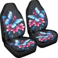 thumbnail image 2 of Yuyamidu Blue Butterfly Auto Seat Covers for Front Seats Only 2 PCS Set Pink Flowers Auto Bucket Seat Cover Universal Car Interior Accessories, 2 of 6