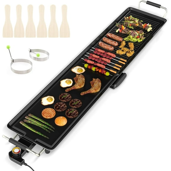 ARLIME 39.5" Extra Large Electric Griddle, Nonstick Countertop BBQ Grill with Adjustable Temperature, Thermostats and Drip Tray, Teppanyaki Grill for Indoor & Outdoor