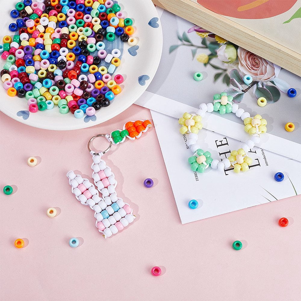 1 Bag 1800Pcs 18 Colors Opaque Plastic Beads Barrel Mixed Color 9x6mm Hole: 3.8mm 100pcs/color