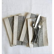 Linen Farmhouse Napkins – Set of 4, 100% Pure Linen Dinner Napkins 20 x 20 Inch – Black and Natural Napkins for Fall, Halloween, Thanksgiving, Christmas – Handcrafted from European Flax