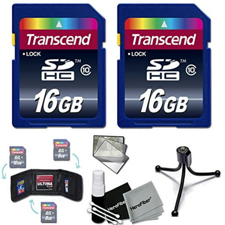 Transcend 32GB High Speed Class 10 SD MEMORY CARD (2 x 16GB Memory Cards) for Canon EOS 70D 60D 6D 5D Mark II 7D Mark II EOS Rebel T6i T6S T5i T5 T4i T3i T3 T2i T1i XTi XT SL1 XSi SL1 DSLR (Best Memory Card For Canon Dslr)