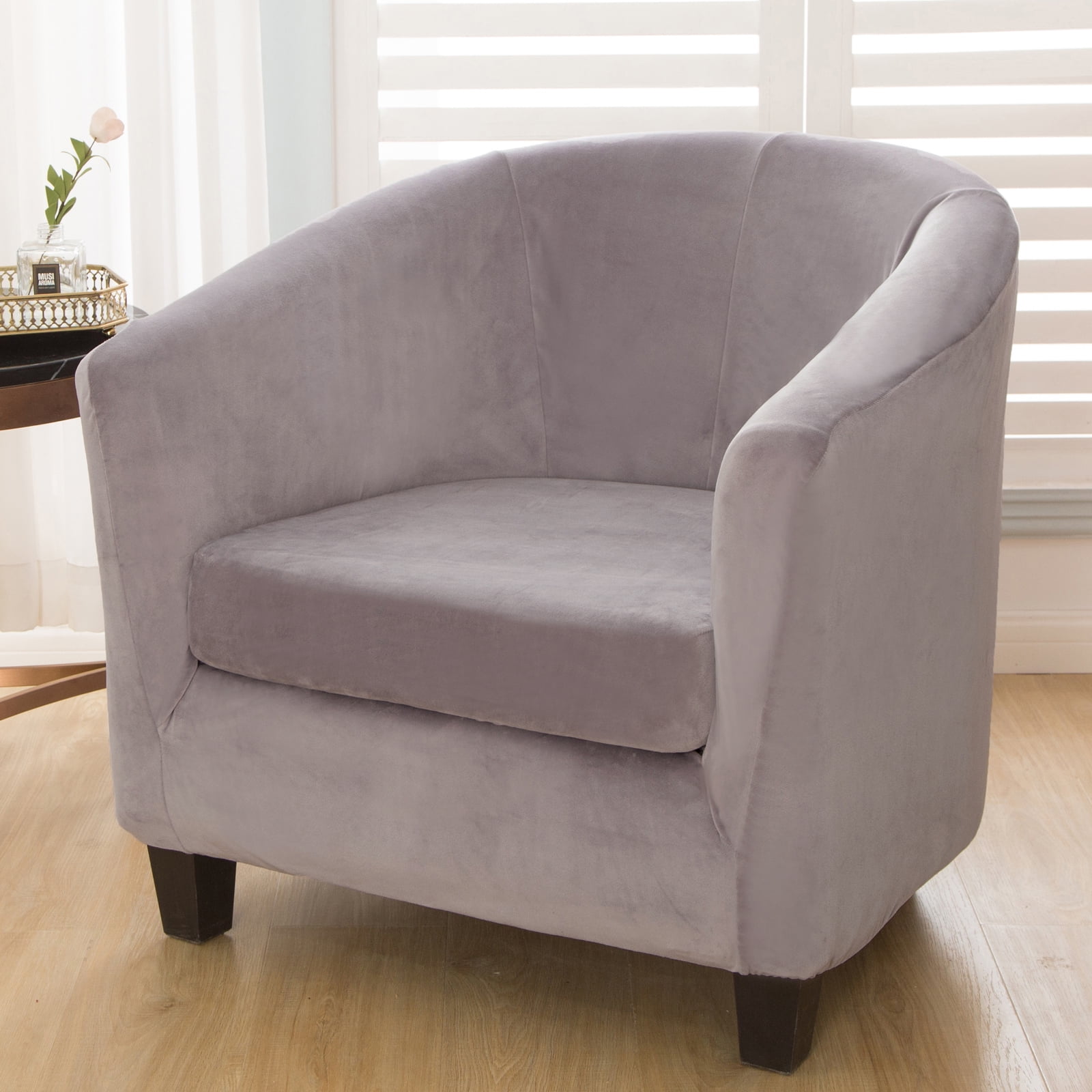 LiveGo Tub Chair Slipcover, 2Piece Velvet Club Chair Covers with