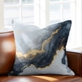thumbnail image 2 of Abstract Marble Texture Throw Pillow Cover Grey Black Gradient Gold Crack Art Cotton Linen Cushion Cover Throw Pillow Case with Invisible Zipper for Couch Sofa Bed Chair Car 18x18 Inch, 2 of 13