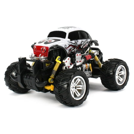Graffiti Volkswagen Beetle RC Off-Road Monster Truck 1:18 Scale 4 Wheel Drive RTR, Working Hinged Spring Suspension, Perform Various Drifts (Colors May Vary)