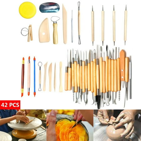 Wooden Carving - 42Pcs Wooden Handle Clay Sculpting Tools Pottery Sculpture Carving Tool Set Modeling Craft Kit Perfect for Carving