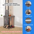 thumbnail image 3 of GSE Games & Sports Expert Corner-Style Floor Stand Billiard Pool Cue Racks with Score Counters. Holds 8 Pool Cue Sticks, 2 Pool Ball Racks, 16 Pool Balls - Silver Mist, 3 of 8