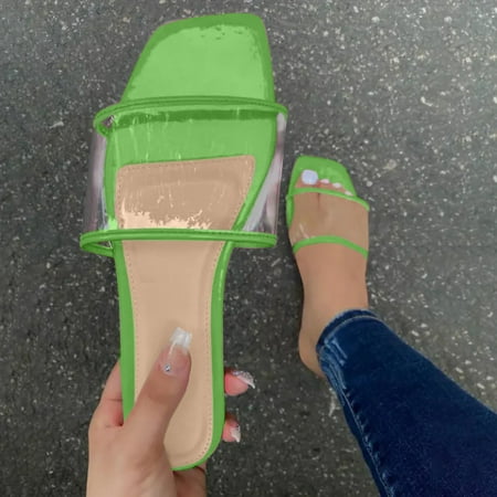 

ytjx women s smmer fashion casual flip-flop transparent flat sandals and slippers
