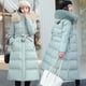 thumbnail image 4 of Abrigo de algodón de invierno, cuello grande de cuero, cinturón ajustado a la cintura hasta la mitad, abrigo elegante de algodón con plumón ajustado, abrigo de mujer, 4 of 6
