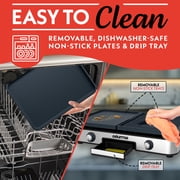 Gourmia 28 Inch Ceramic Nonstick Electric Griddle, 3-in-1 Grill Combo, Dual Zone, Black