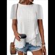 thumbnail image 1 of Blusas de Verano con Ojales para Mujer 2025, Blusas Asimétricas de Moda para Verano, Blusas de Color Liso para Salir, Blancas, Talla M, 1 of 9