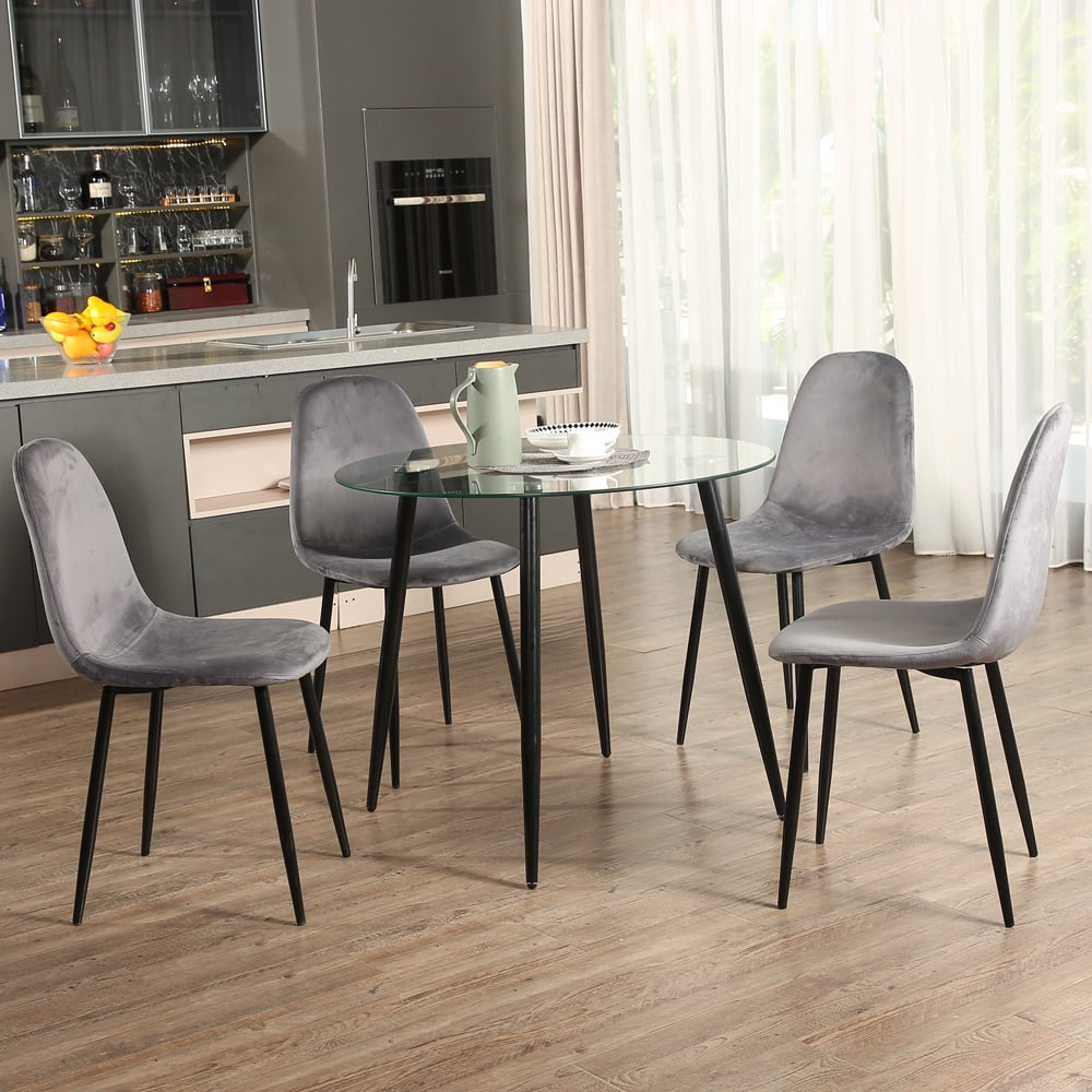 Buy Nopurs Kitchen Table and Chairs Set for 4,Round Tempered Glass