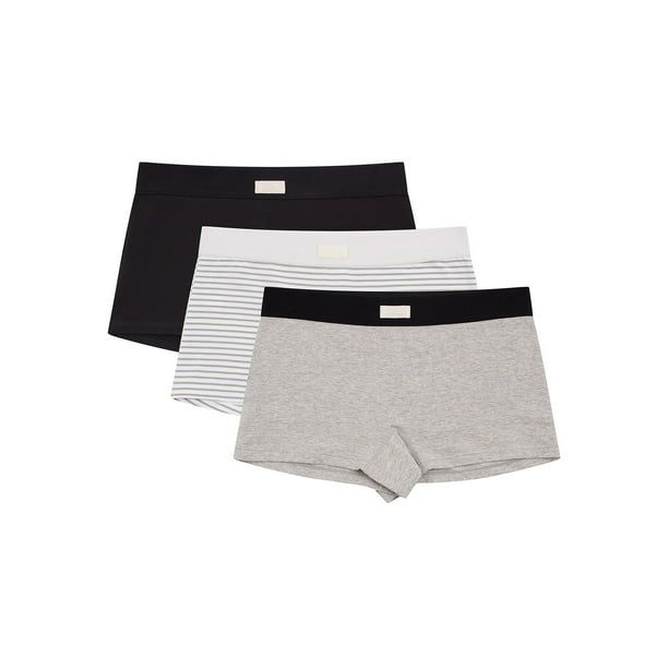 Kindly Yours Women’s Sustainable Cotton Boyshort Underwear, 3Pack