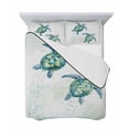 thumbnail image 7 of Quilts Full Size Bedding Set, Teal Turtles Coastal Lightweight Quilted Comforter, Summer Ocean Sea Watercolor Soft Reversible Bedspread Coverlet with Pillow Covers for All Season, 78" x 90", 7 of 7