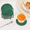 thumbnail image 5 of Haosy Set of 6 Drink Woven Coaster with Holder Heat Resistant Non-Slip Bar Coasters 4 Inches Emerald Green with Golden Glitter, 5 of 7