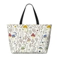 thumbnail image 2 of Pofeuu Colorful Mushrooms and Plants Print Beach Bag,Waterproof Sandproof Beach Tote Bag, Large Capacity Foldable Beach Bags for Women, 2 of 7
