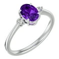 thumbnail image 2 of SuperJeweler 1.15 Carat Oval Shape Amethyst and Two Diamond Ring In 14 Karat White Gold For Women, 2 of 6