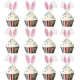 thumbnail image 3 of 12Pcs Glitter Pink Bunny Ear Cupcake Toppers - Pre-Assembled Rabbit Ear Cake Picks for Easter, Spring Birthday, Baby Shower & Woodland Party Decorations, 3 of 5