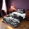 thumbnail image 3 of Homewish Ocean Wave Twin Sheets, Black White Japanese Style Bedding, 3 Pieces, 1 Flat Sheet, 1 Fitted Sheet and 1 Pillowcase, 3 of 6