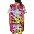 thumbnail image 3 of Lsque Colorful Tie Dye Stained Glass 3 Women's Short-Sleeved Pajama Set - 2 Piece Soft and Lightweight Sleepwear Set-Medium, 3 of 9