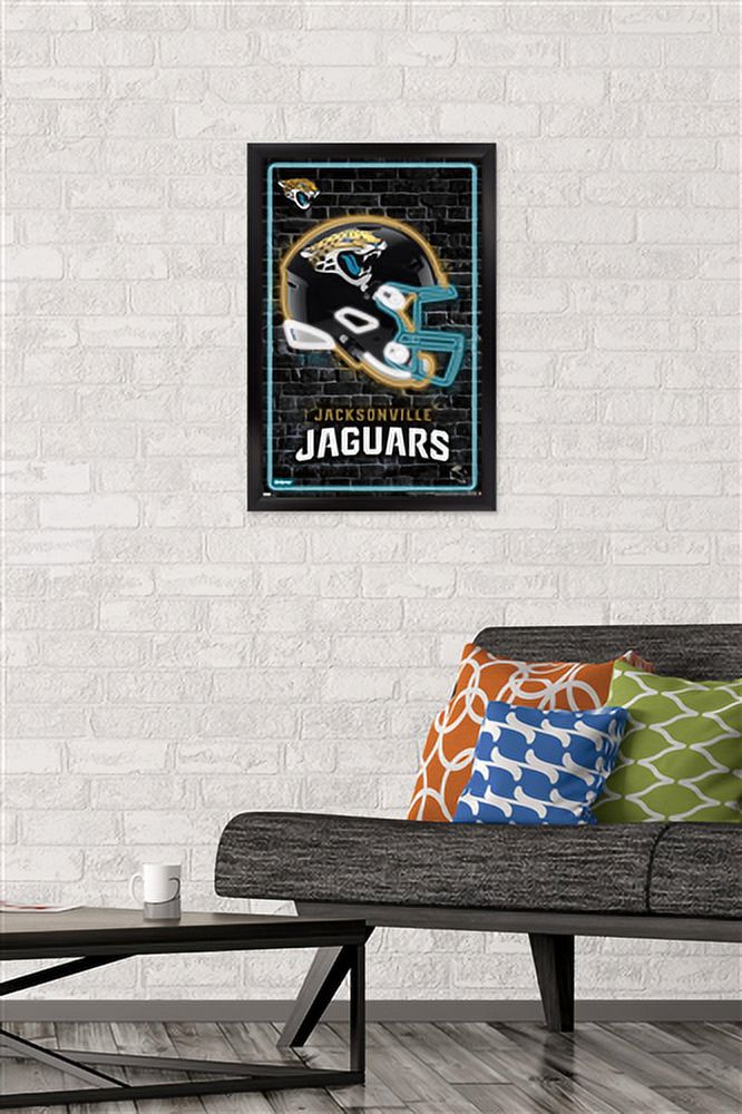 NFL Jacksonville Jaguars - Neon Helmet 23 Wall Poster, 14.725" x 22.375" Framed