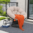 thumbnail image 4 of LOGYAT 46" Oversized Rattan Papasan Chair with Cushion, 360° Swivel, Waterproof & Sturdy Frame, Comfortable Chair for Adults, for Indoor, Bedroom, Black Frame with Beige Cushion, 4 of 4