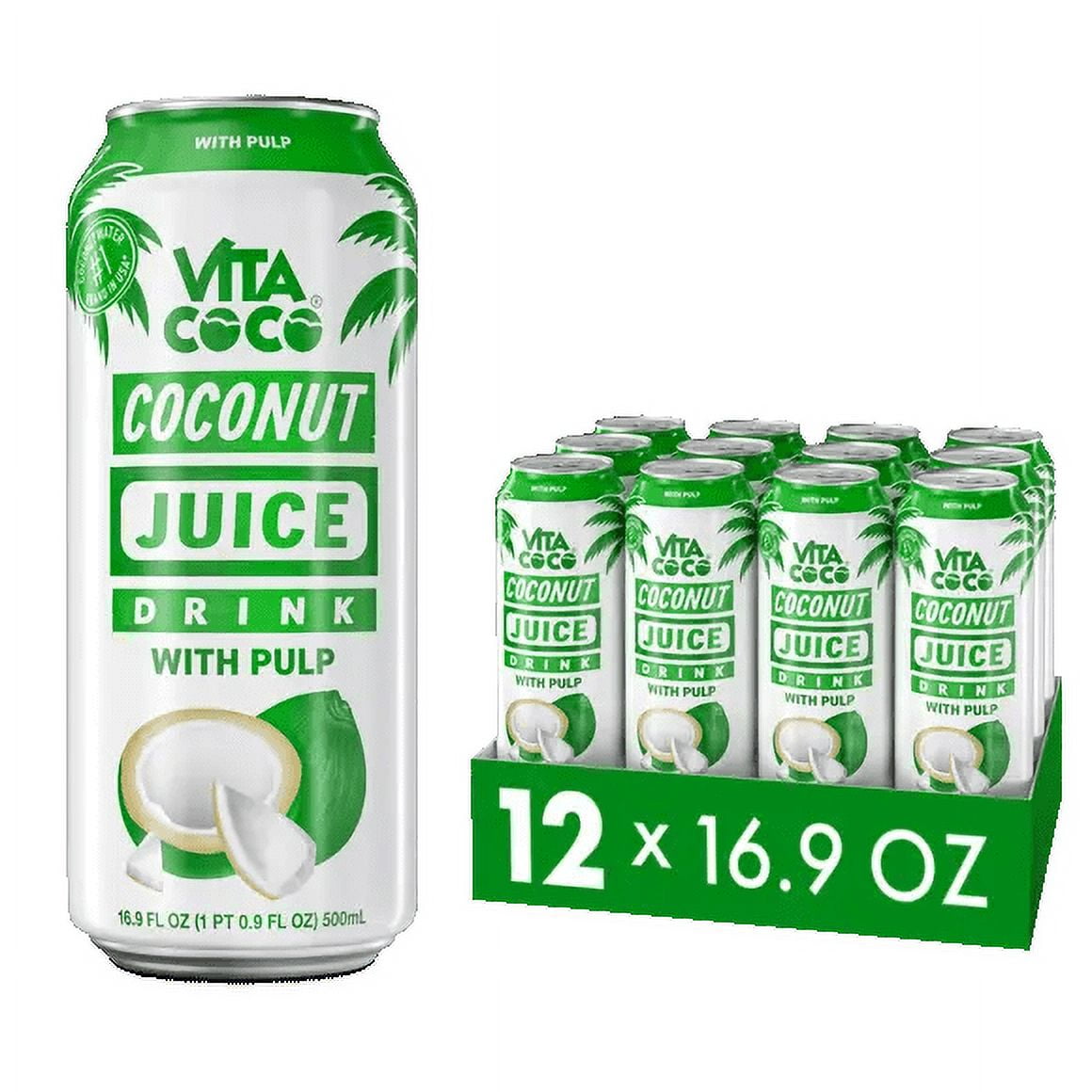 Vita Coco, Coconut Juice With Pulp, 16.9 Fl Oz, Pack of 12