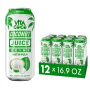 Vita Coco Coconut Juice With Pulp, 16.9 Fl Oz Cans, Pack of 12