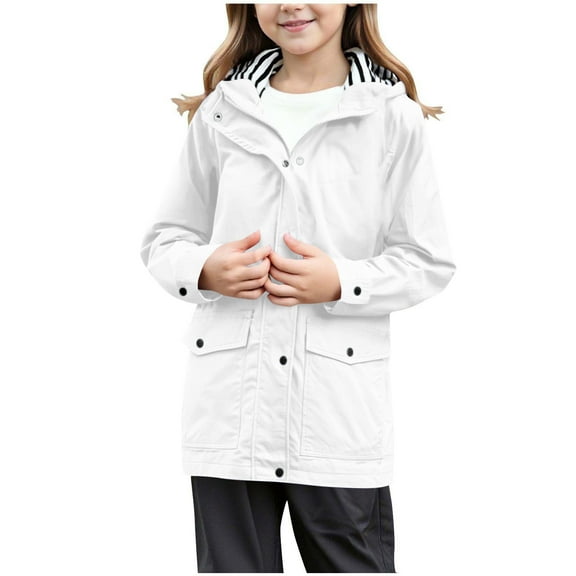 GXWEA Girls Jackets Size 10-12 Rain Coats For Kids Boy Boys Girls Hooded Jackets Cotton Blend Rain Jackets 11-12 Years