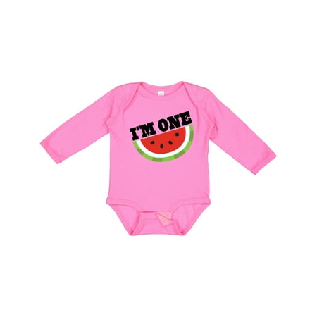 

Inktastic I m One 1st Birthday Watermelon Gift Baby Boy or Baby Girl Long Sleeve Bodysuit