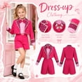 thumbnail image 2 of Rise of Red Halloween Cosplay, Pink Princess Dress Halloween Costumes, Long Sleeve Pink Outfit with Gloves Belt, for Cosplay Party Masquerade, 110, 2 of 7