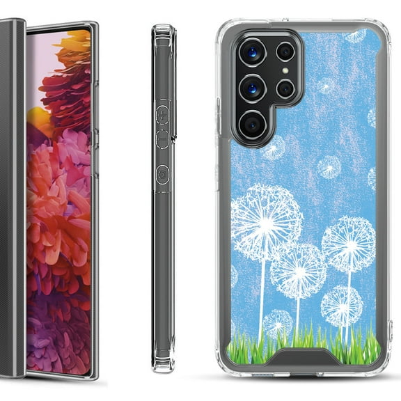 Shockproof Bumper Phone Case for Samsung Galaxy S22 Ultra 5G, by OneToughShield ® - Dandelion Sky