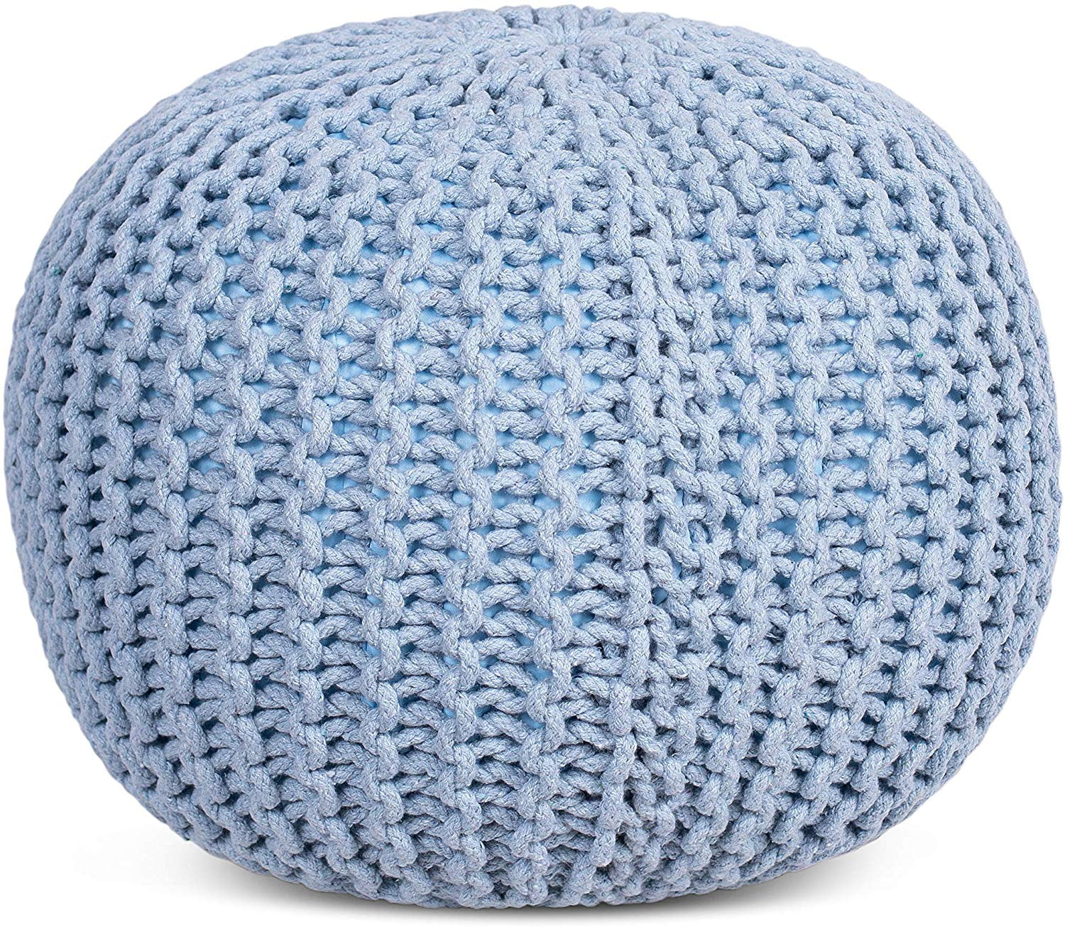 Knitted Pouf Soft Blue