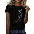 thumbnail image 2 of Summer Saving Wycnly Womens Tops Dressy Casual Fashion Comfy Breathable Loose Fit Pullover Tees Shirts Summer Short Sleeve Round Neck Tops Butterfly Print Blouse Black s, 2 of 5