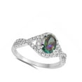 thumbnail image 4 of CHOOSE YOUR COLOR Multi-color CZ Studded Oval Ring .925 Sterling Silver Black Female Size 7, 4 of 4