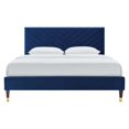 thumbnail image 4 of Platform Bed Frame, Queen Size, Blue Navy, Velvet, Modern Contemporary, Bedroom Master Guest Suite Room, 4 of 6