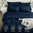 thumbnail image 5 of YEPCLUB Navy King Size Pintuck 7-Piece Comforter Set, Pinch Pleat Bed in a Bag, All Season Down Alternative Bedding Set with Comforter, Sheets, Pillowcases & Shams, 5 of 5