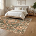 thumbnail image 3 of ODIKA 6'x9' Ultra-Soft Area Rug, Vintage Faded Medallion Motif Antique Stepped Border Symmetrical None Washable, Bare feet friendly, Silk-Touch for Guest Room, Bedroom, 3 of 7