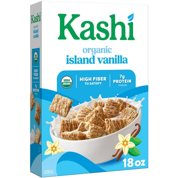 Kashi Breakfast Cereal, Organic, Fiber Cereal, Island Vanilla, 18oz Box (1 Box)