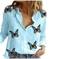 thumbnail image 1 of Pompotops Chemisiers et Chemises pour Femmes, Mode Décontractée Printemps Été, Imprimé Floral, Manches Longues, Col en V, Liquidation, 1 of 6