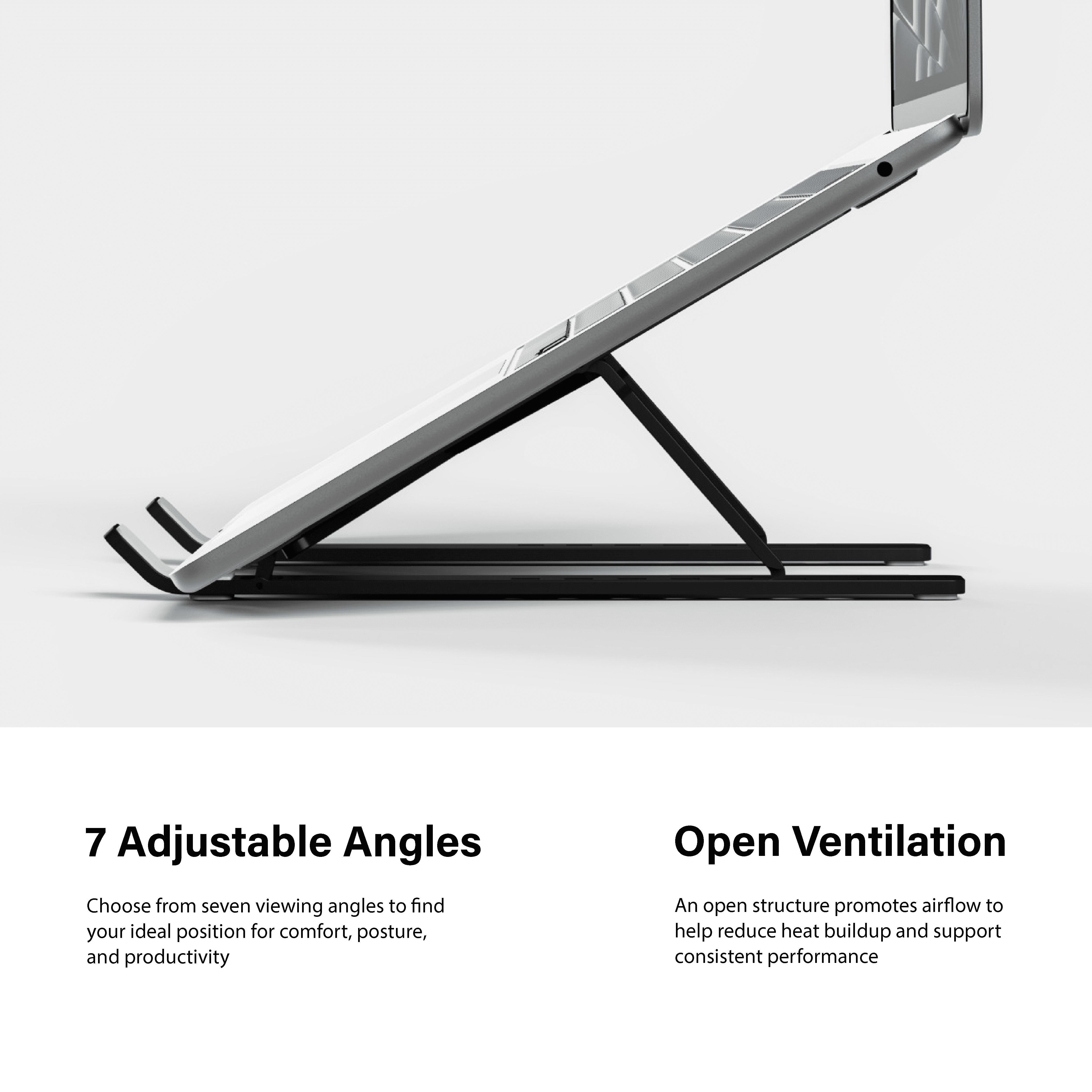 Incipio Portable Laptop Stand, Foldable Aluminum Laptop Riser with Adjustable Angles, Anti-Slip & Ventilated Design, Lightweight Travel Laptop Stand for Up to 16” Laptops & Tablets