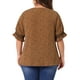 thumbnail image 5 of Blusas de mujer de tallas grandes Agnes Orinda con puntos, cuello en V, volantes, manga corta, tops bohemios de primavera y verano 2X marrón, 5 of 8