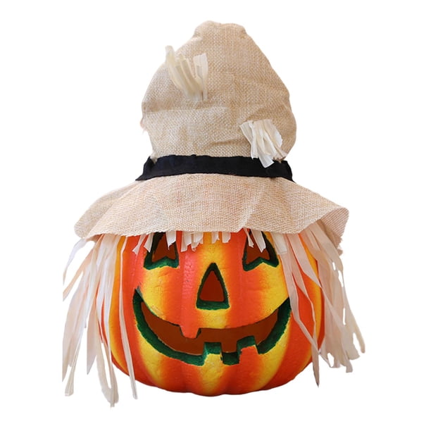 Linterna de calabaza Festival lámpara de escritorio decorativa interior exterior Sombrero Beige Magideal Linterna de calabaza