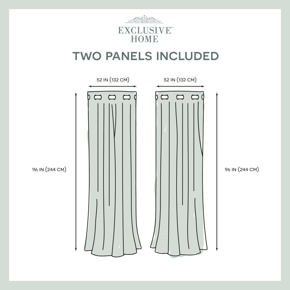 Nicole Miller Turion Floral Room Darkening Blackout Grommet Top Curtain Panel Pair, 52"x96", Linen