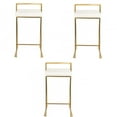 thumbnail image 1 of Heavenly Collection White PU Stool with Gold Stainless Steel Frame SET OF 3, 1 of 4