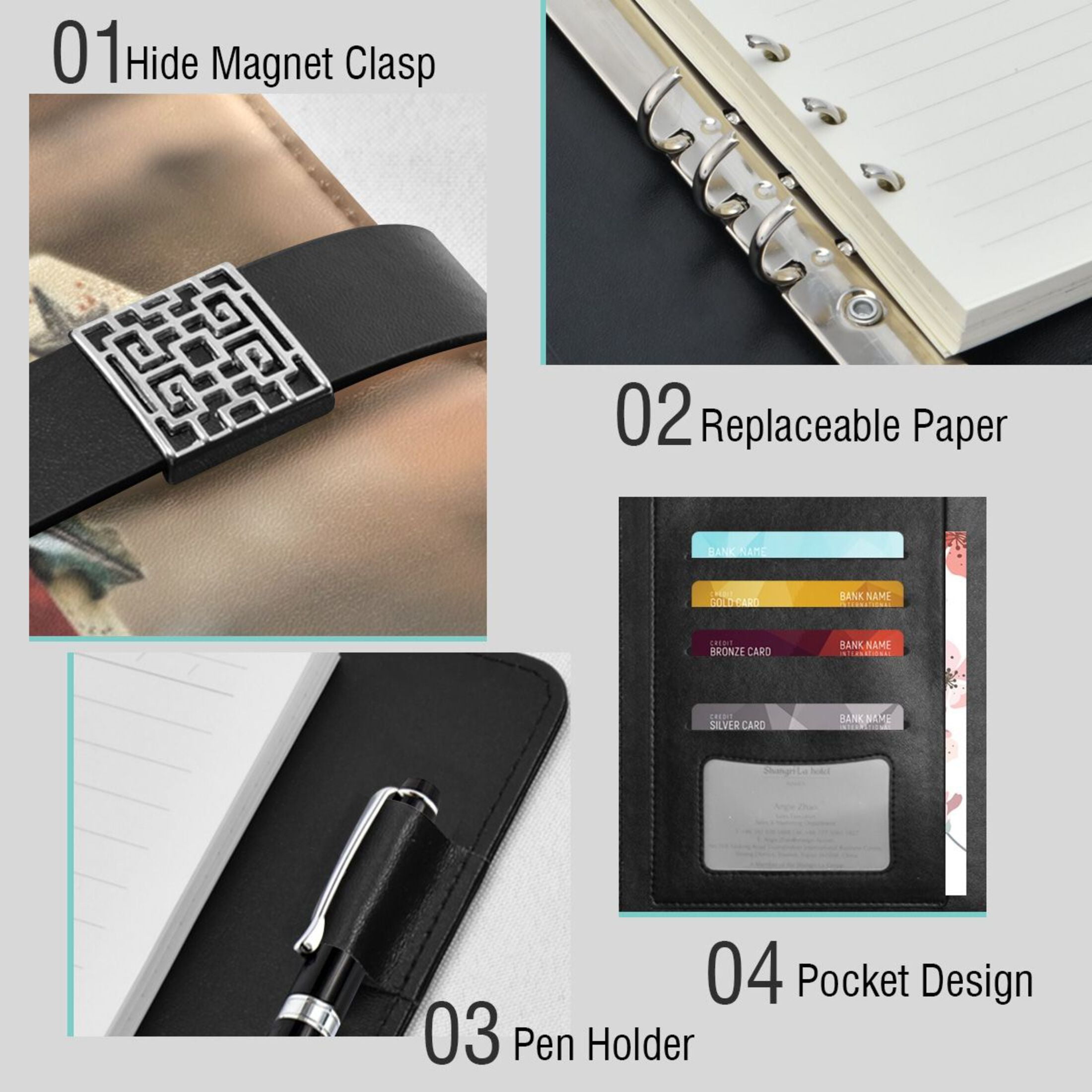Leather Planner Leather Notebook Notebook Journal Binder Design Pen Pocket Design Convenient for Storage Pretty Christmas Cross