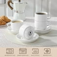 thumbnail image 4 of 4 OZ Porcelain Espresso Cups with Saucers and Metal Stand Set of 4, Stackable Cappuccino Cups, White Expresso Shots Cup Set for Coffee Drinks, Latte, Tea, 4 of 5