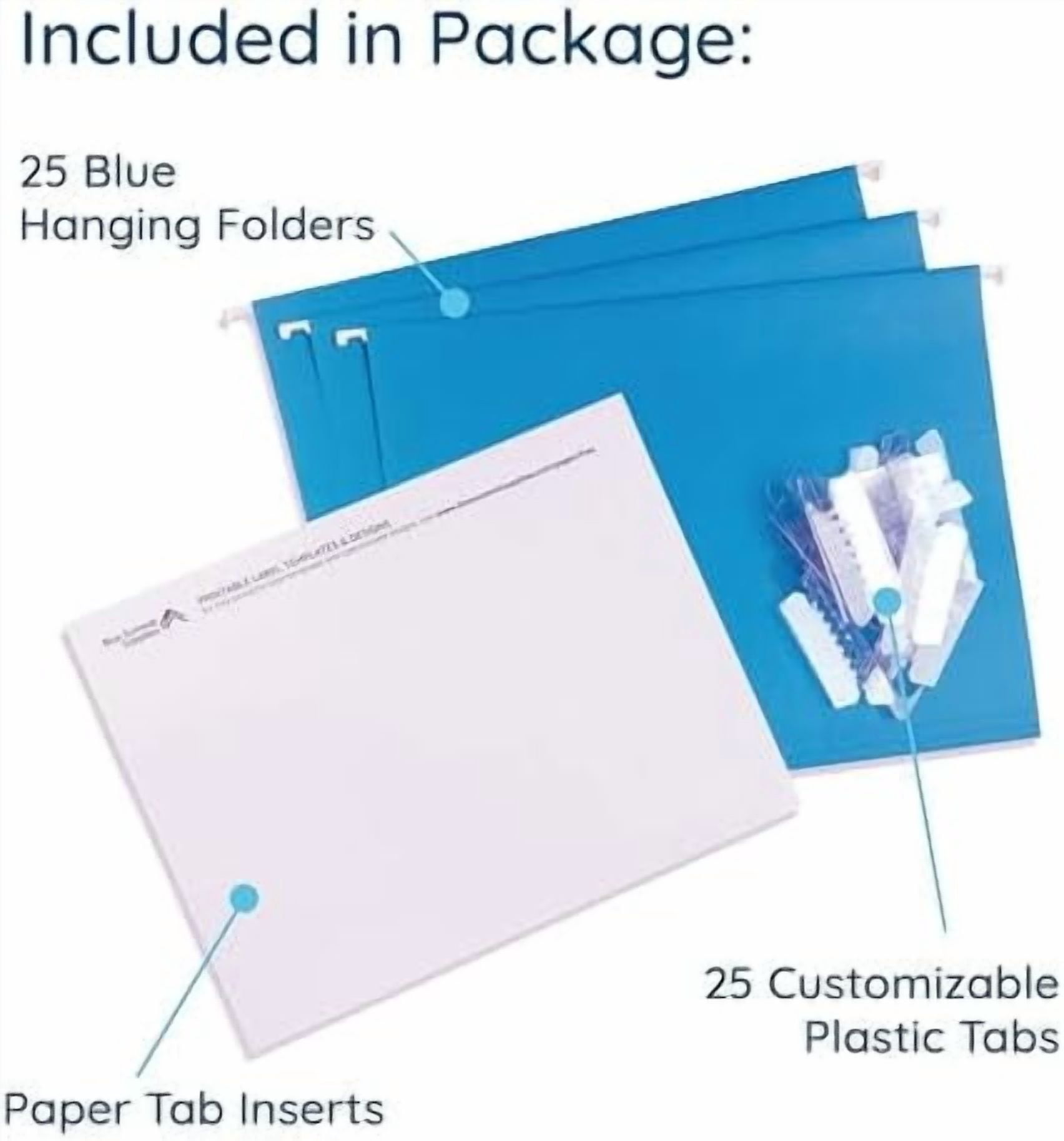 Hanging File Folders, 25 Reinforced Hang Folders, Designed for Home and Office Color Coded File Organization, Letter Size, Blue, 25 Pack